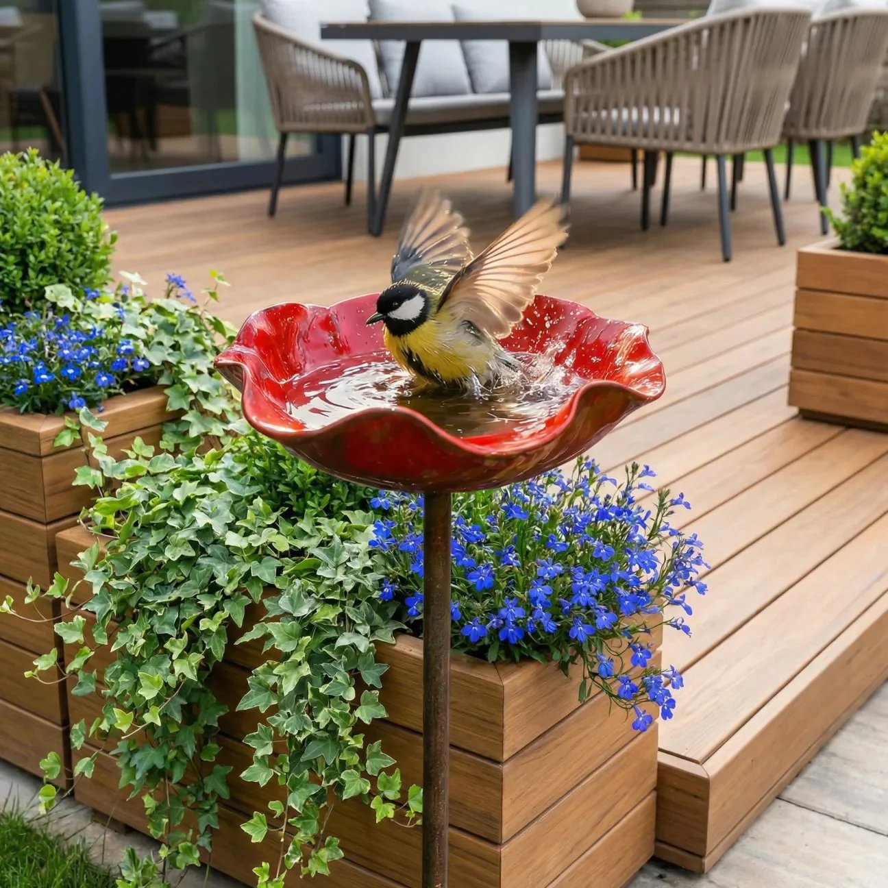 🐦 Handcrafted Outdoor Metal Flower Garden Stakes