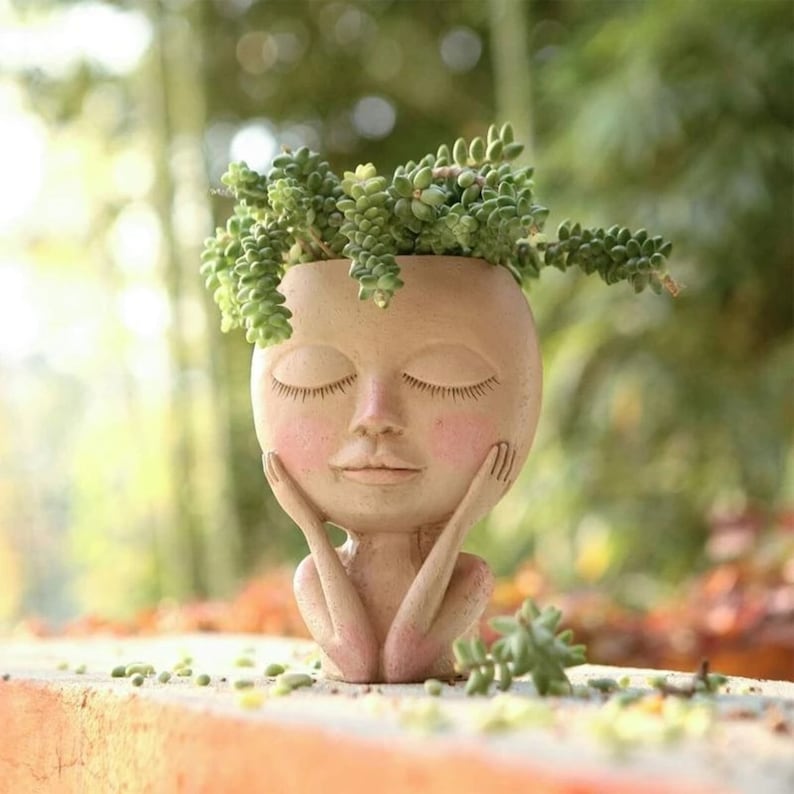 💝Girl Face Head Planter