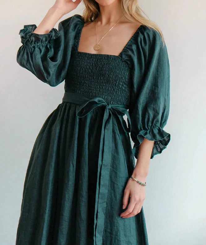 Elegant Ruffle Lantern Sleeve Dress