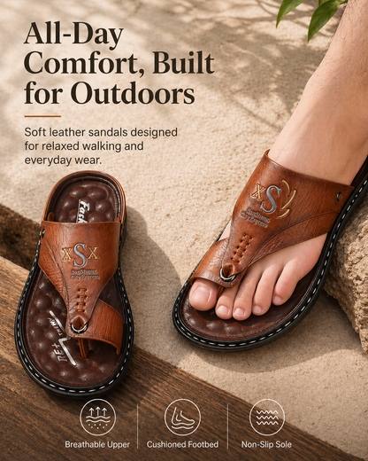 🥳💞50K+ SOLD!💥50% OFF! 🔥Breathable Soft Leather Outdoor Sandals for Men in Plus Sizes
