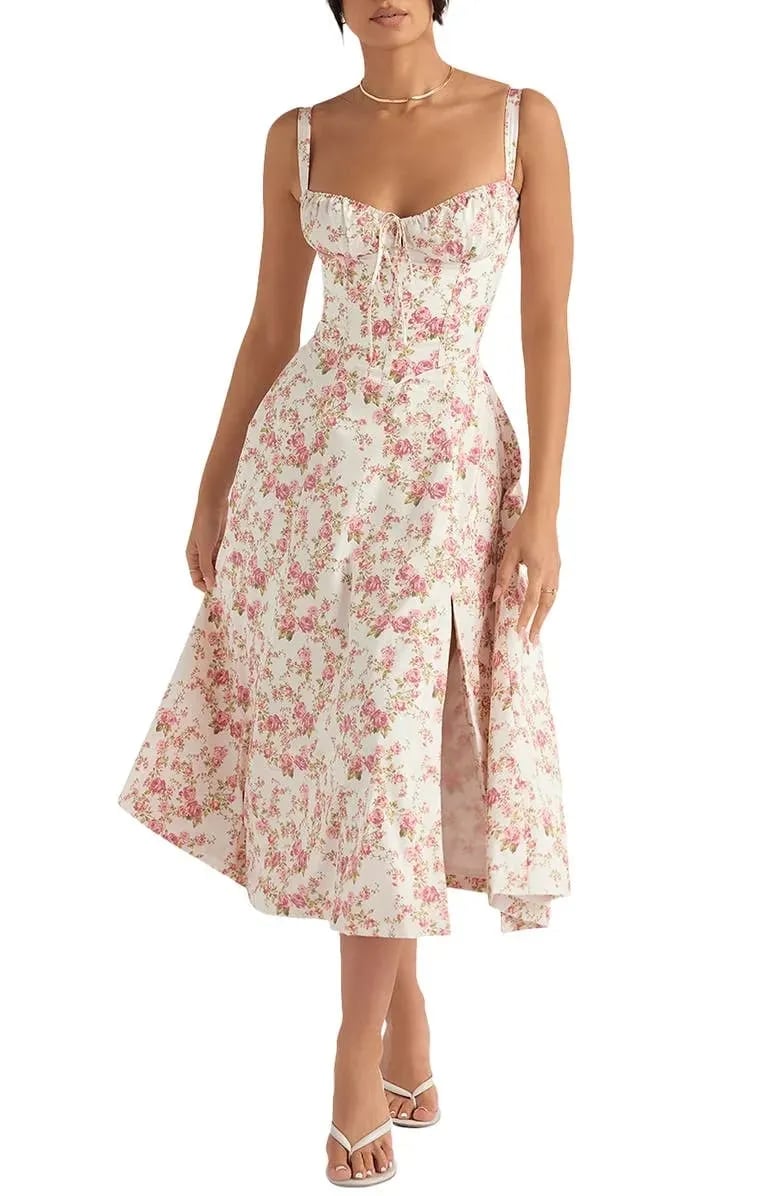 🌸Women's Floral Strapless Dress 🌸Slim-Fit, Waist-Cinching, and Body-Sculpting Style