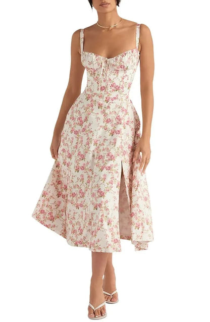 🌸Women's Floral Strapless Dress 🌸Slim-Fit, Waist-Cinching, and Body-Sculpting Style