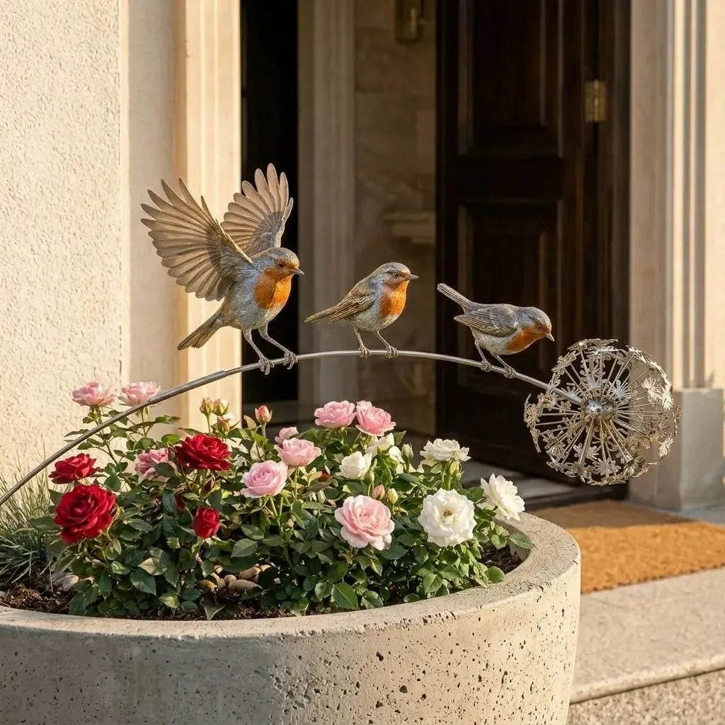 🕊️ Robin Memorial Garden Stake — "Beloved, Right by Your Side"