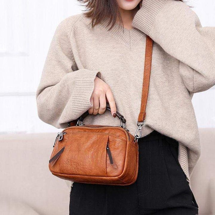 Multi-Pockets Soft Leather Bag