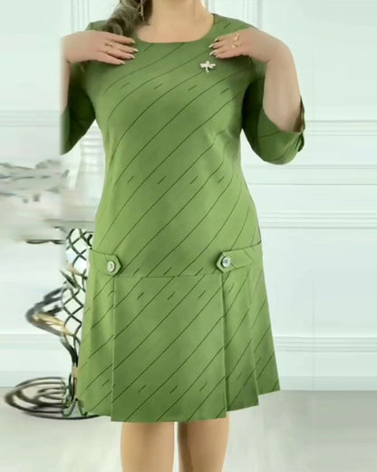 Elegant Round Neck Print Dress