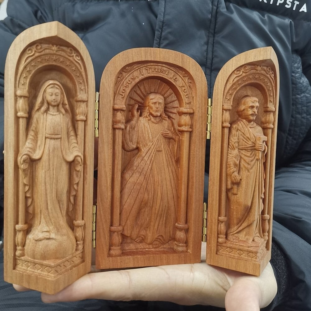 Hand-carved Portable Church - Mini Christian Altar