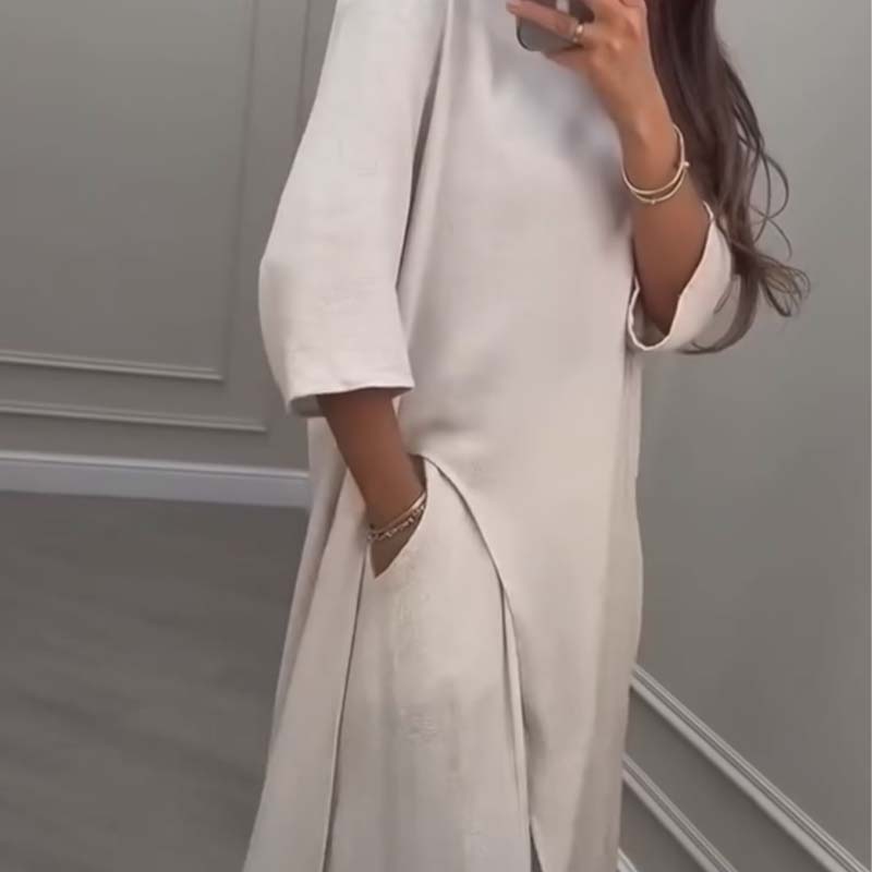 💕Solid Color Irregular Top & Wide-Leg Pants 2-PCS Set