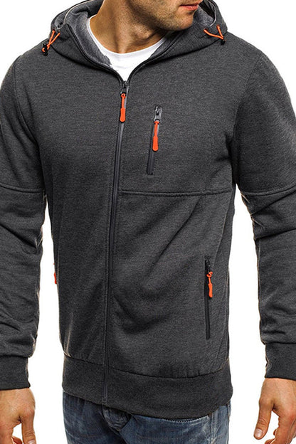 Men's Sports Fitness Leisure Jacquard Sweater Cardigan Hooded Jacket