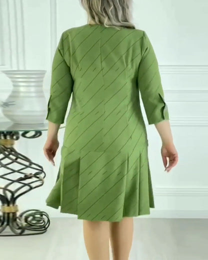 Elegant Round Neck Print Dress