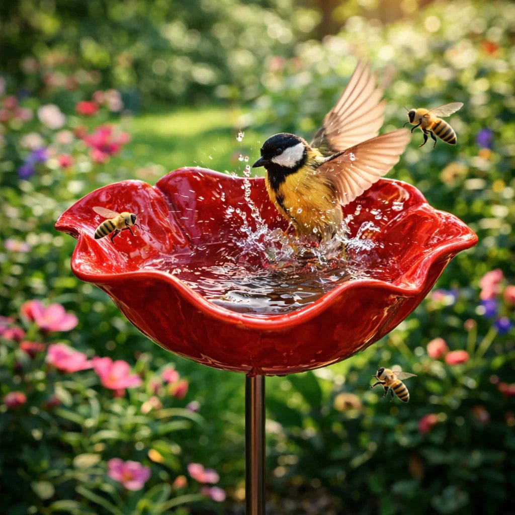 🐦 Handcrafted Outdoor Metal Flower Garden Stakes