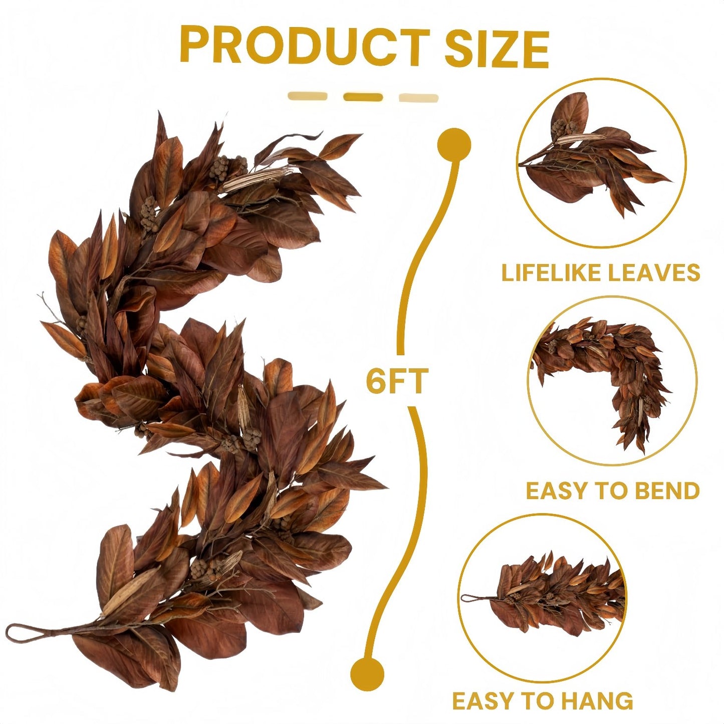 💥This Week's Special Price $19.99🍂Brown Magnolia Leaf Garland