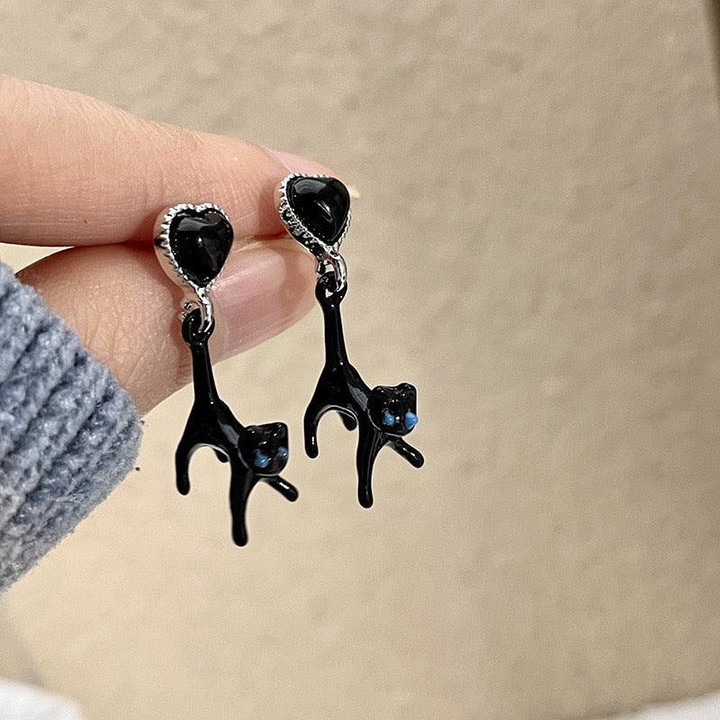 2023 New Funny Small Black Cat Earring for Women Girl Fashion Cute Animal Earrings Fashion Party Jewelry Gifts Wholesale