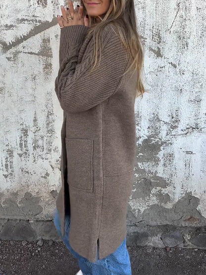 Casual Ribbed Lapel Pocket Jacket