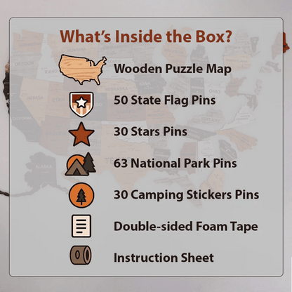 The United States Wooden Map Puzzle Full Packed (Made in USA)