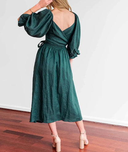 Elegant Ruffle Lantern Sleeve Dress