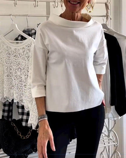 Casual Wide Lapel Half Turtleneck Top