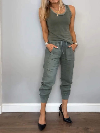 Women's Set-Vest And Trousers Made Of Cotton And Linen