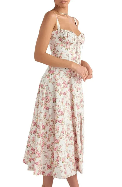 🌸Women's Floral Strapless Dress 🌸Slim-Fit, Waist-Cinching, and Body-Sculpting Style