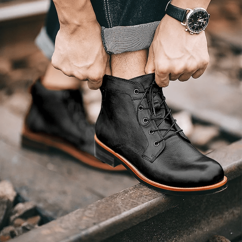 🎉Mens Genuine Leather Waterproof Non-slip Arch Support Vintage Casual Chukka Boots