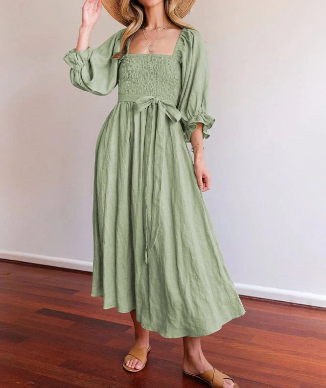 Elegant Ruffle Lantern Sleeve Dress