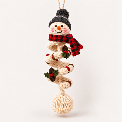 🎉☃️ Crochet Snowman Spiral Ornament DIY Kit | Complete Beginner-Friendly Set with Soft Yarn, Crochet Hook, Festive Beads, Snowflakes & Step-by-Step Guide 🧶🎄✨