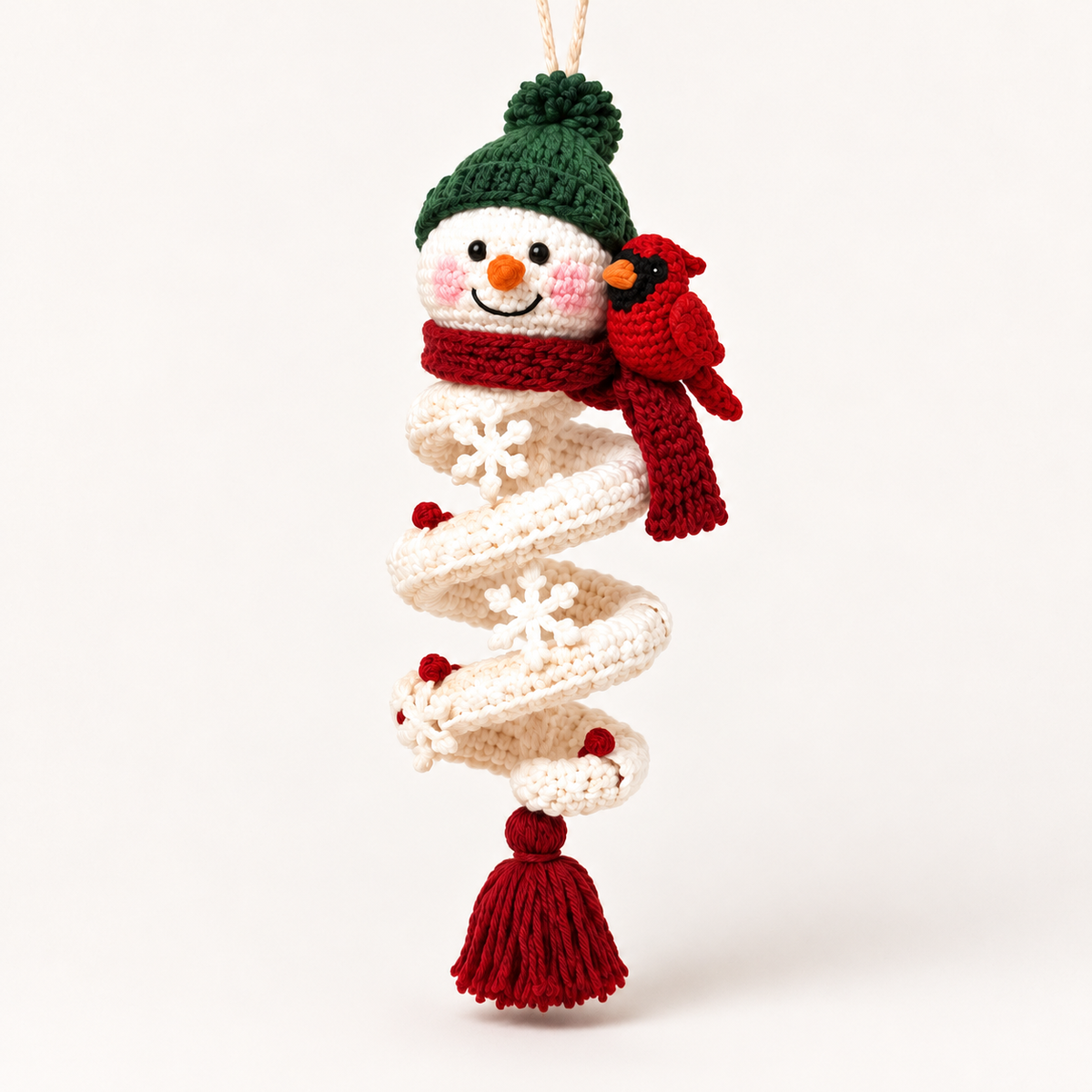 🎉☃️ Crochet Snowman Spiral Ornament DIY Kit | Complete Beginner-Friendly Set with Soft Yarn, Crochet Hook, Festive Beads, Snowflakes & Step-by-Step Guide 🧶🎄✨