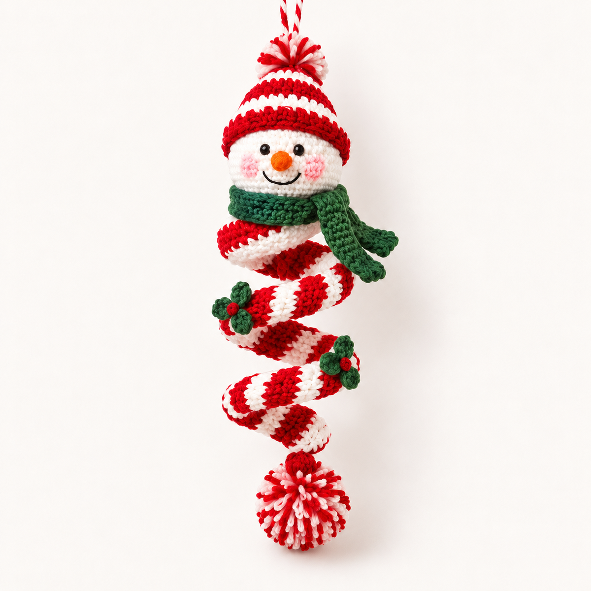 🎉☃️ Crochet Snowman Spiral Ornament DIY Kit | Complete Beginner-Friendly Set with Soft Yarn, Crochet Hook, Festive Beads, Snowflakes & Step-by-Step Guide 🧶🎄✨