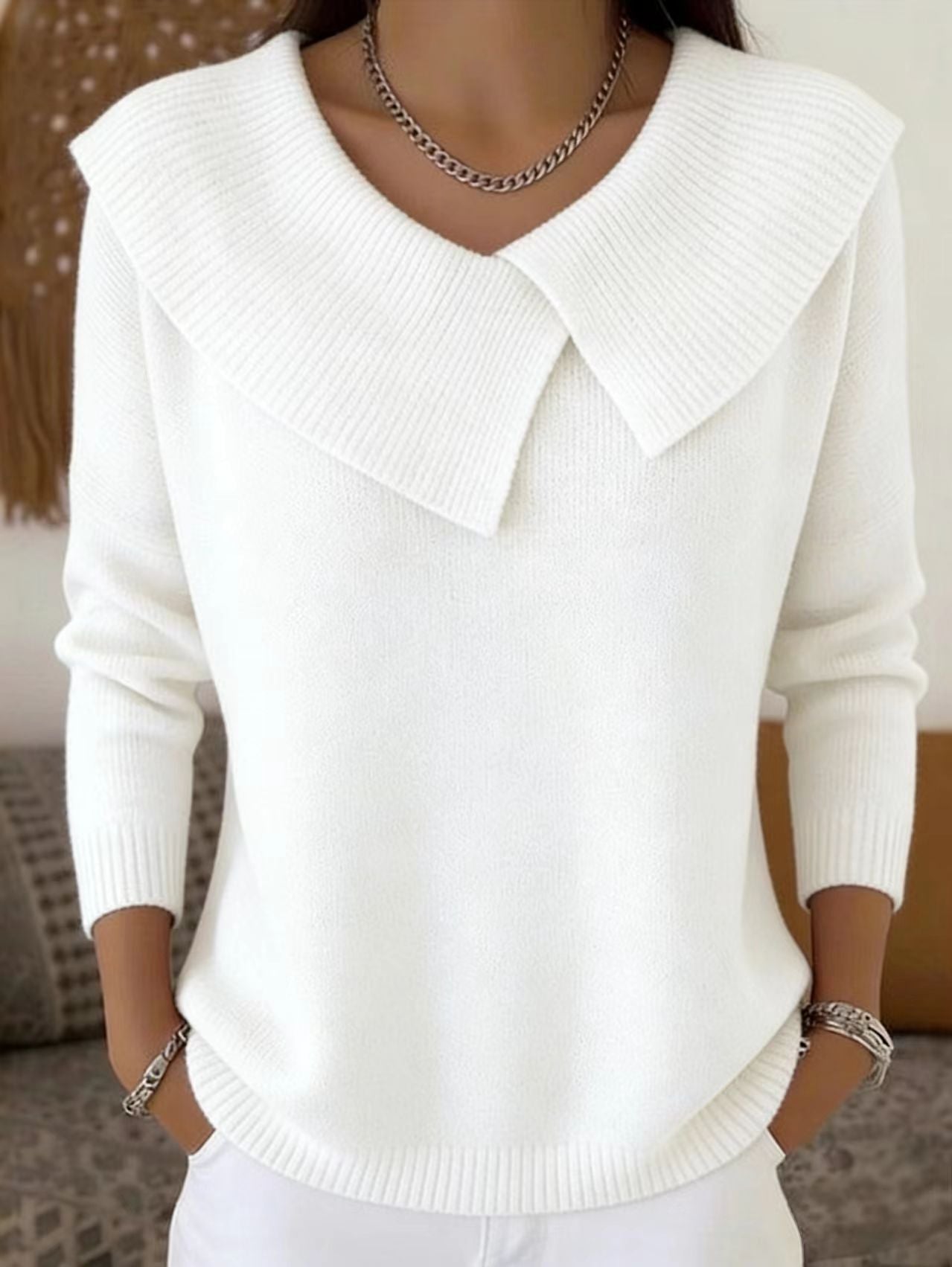 Women's Christmas Lapel Pullover Sweater