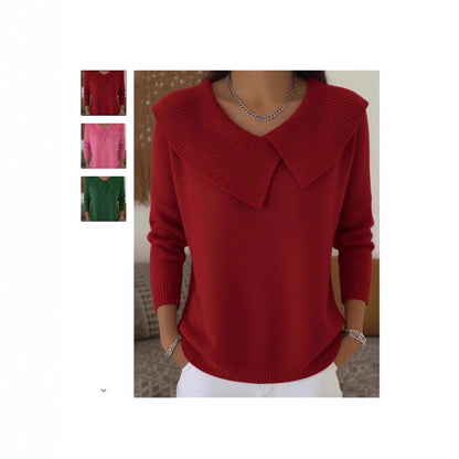 Women's Christmas Lapel Pullover Sweater