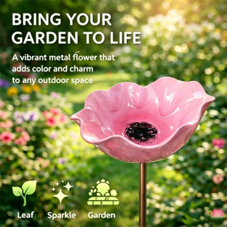 🐦 Handcrafted Outdoor Metal Flower Garden Stakes