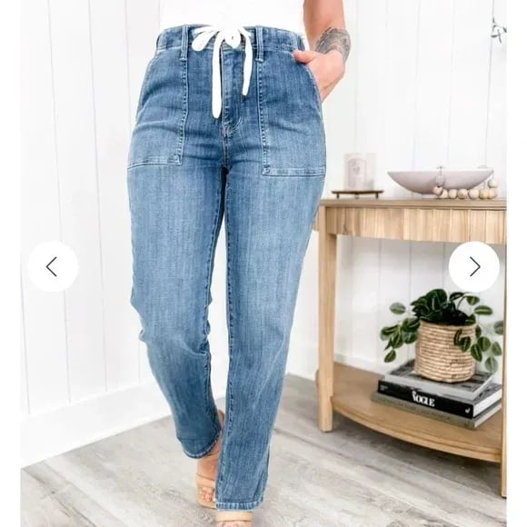 Blue Pull-On Denim Joggers (Buy 2 Free Shipping)