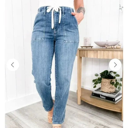 Blue Pull-On Denim Joggers (Buy 2 Free Shipping)