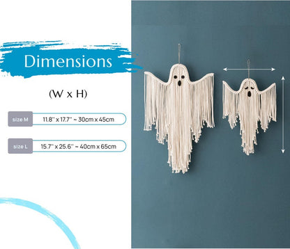 Halloween Hand-Woven White Ghost Wall Hanging Kit