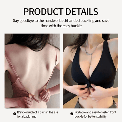 Deep V Minimizer Front Closure Push-up Wireless Bra