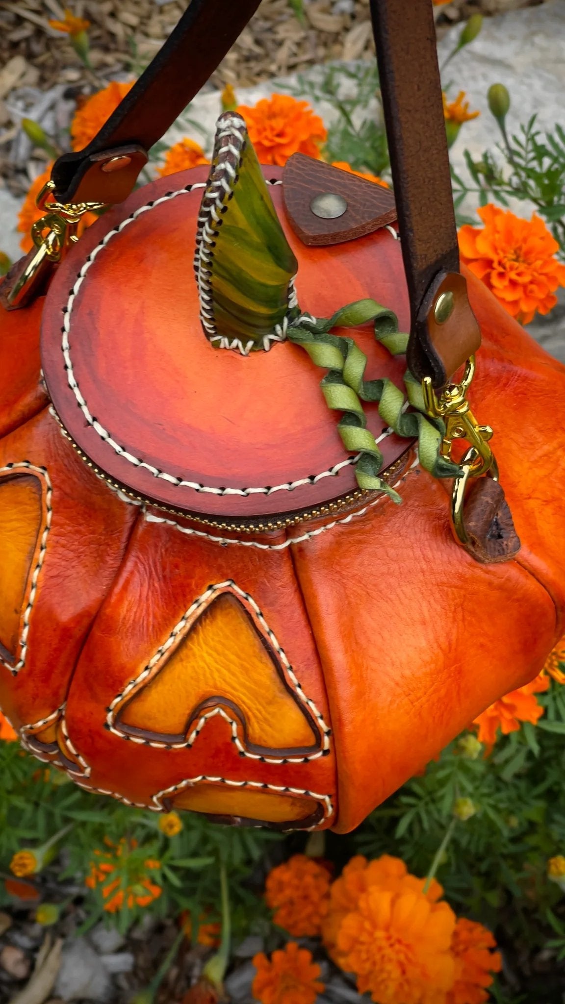 🎃The Great Purely Handmade Leather Pumpkin Bag