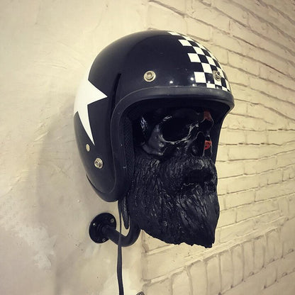 💀Motorcycle Helmet Skull With Beard-Helmet Rack