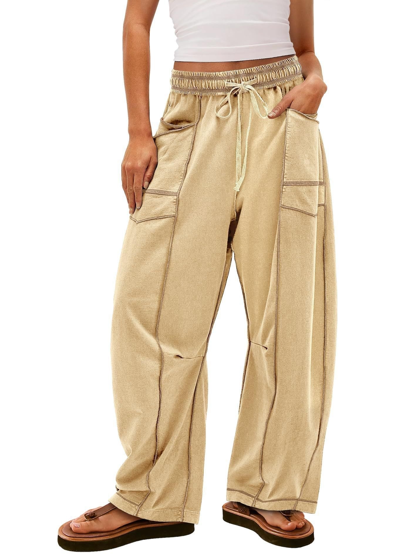 Women's Baggy Barrel Pants Wide Legs, Big Pockets, Zero Stress