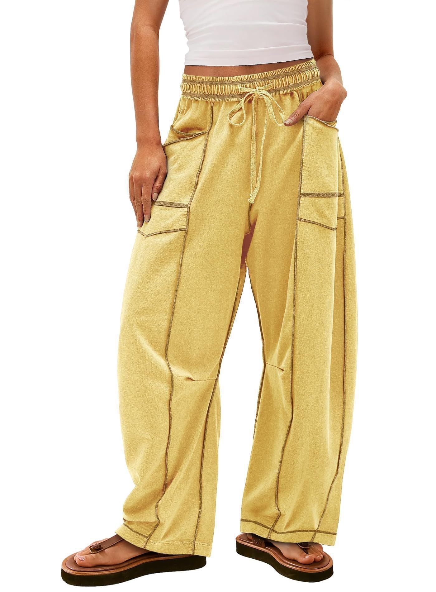 Women's Baggy Barrel Pants Wide Legs, Big Pockets, Zero Stress