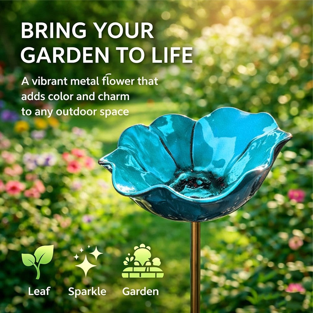 🐦 Handcrafted Outdoor Metal Flower Garden Stakes
