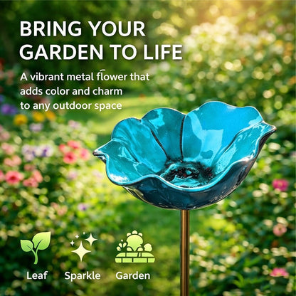 🐦 Handcrafted Outdoor Metal Flower Garden Stakes
