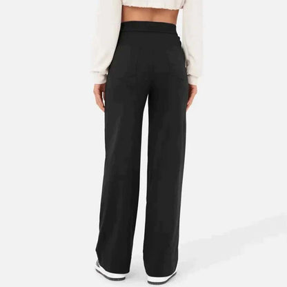 High-waisted Elastic Casual Trousers