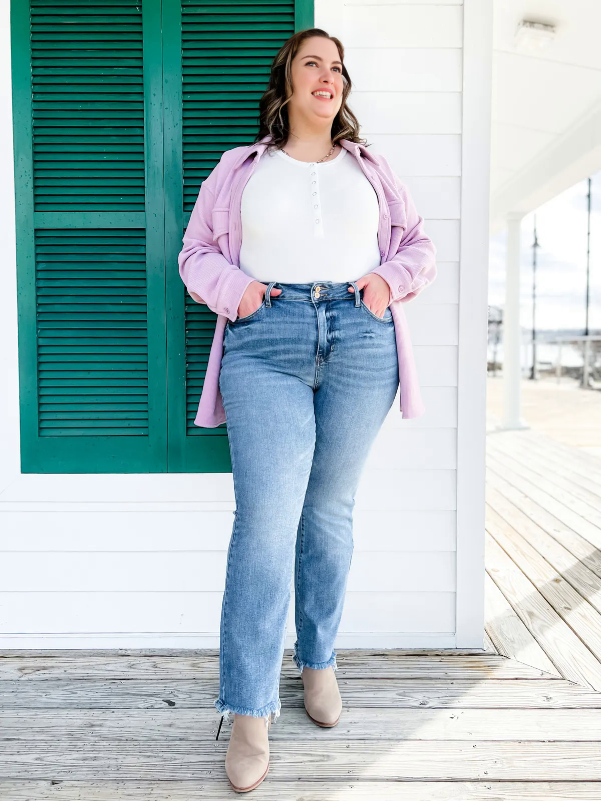 Vintage Double Button Frayed Hem Bootcut Jeans