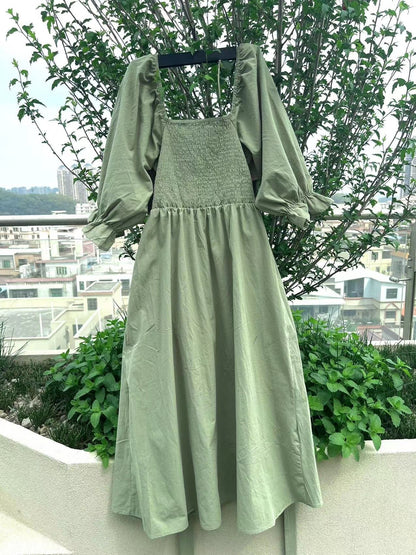 Elegant Ruffle Lantern Sleeve Dress