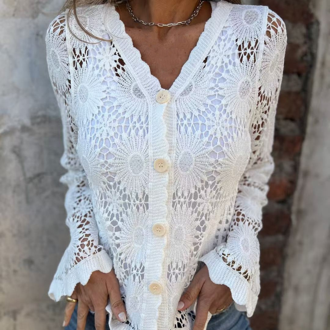 Women Long Sleeve V-Neck Jacket