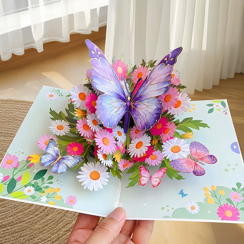 🦋Vibrant 3D  Butterfly & Daisy Pop-Up Greeting Card
