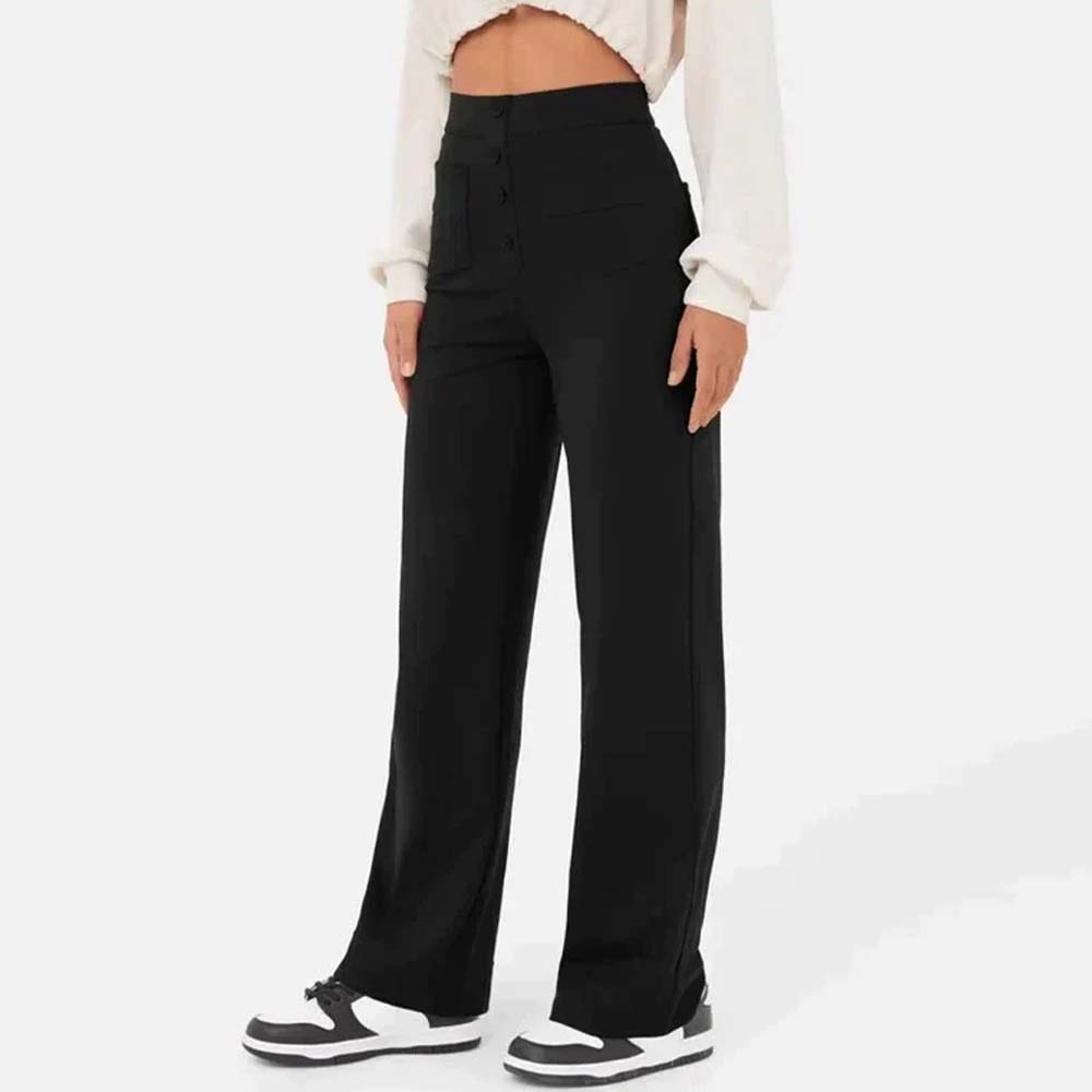 High-waisted Elastic Casual Trousers