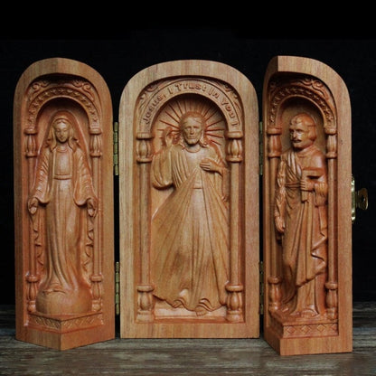 Hand-carved Portable Church - Mini Christian Altar