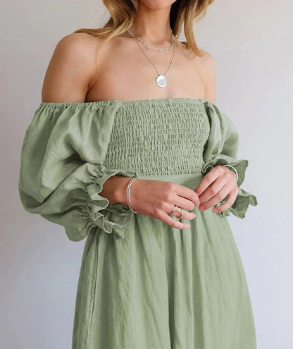 Elegant Ruffle Lantern Sleeve Dress