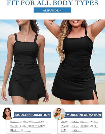 💥Last Day Special Sale 49% OFF🩱Women Vintage Tummy Control Two Piece Tankini Swimsuit
