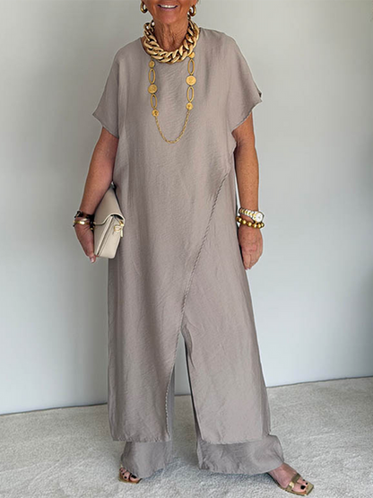 🍀Women's Casual Retro Loose Asymmetrical Two-Piece Set